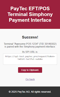 Pairing successful on website with SPI url